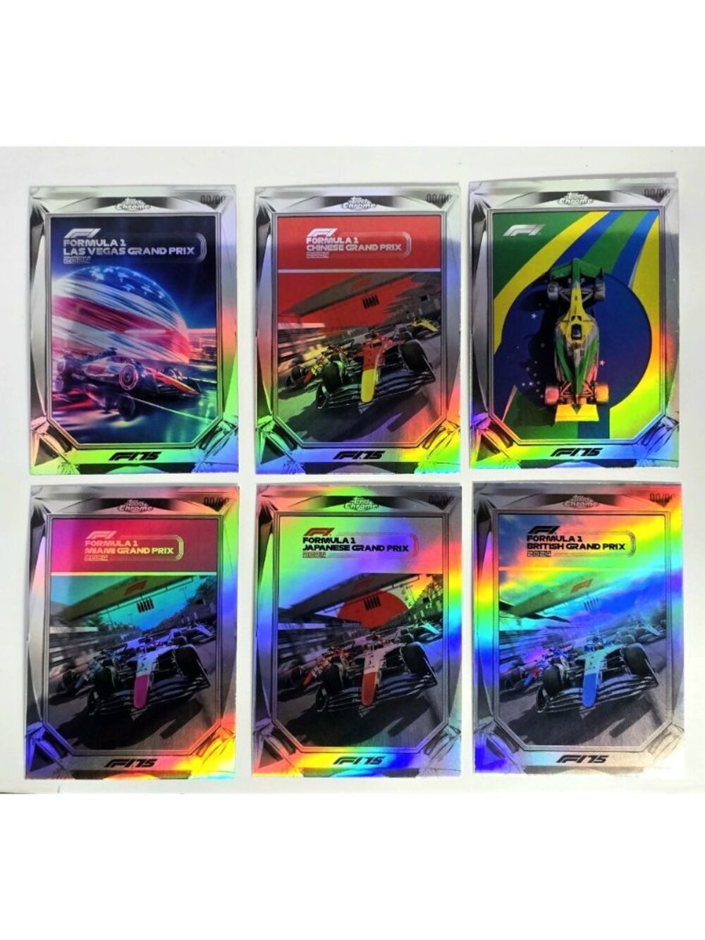 2024 Topps Chrome F1 75th Anniversary Diamond Drives Lot Brazil Miami British 6